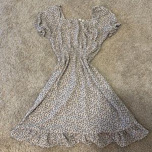 puff sleeve floral dress